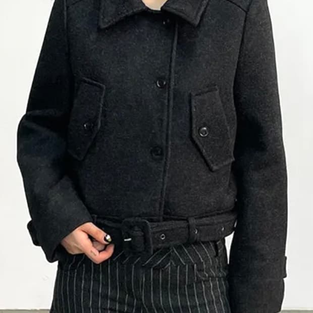 리버린 하이넥 숏코트 차콜