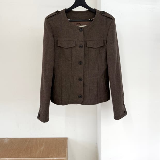 버버리 브라운 더블 포켓 버튼업 자켓