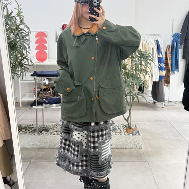 60s ALBINO GARDIN 빈티지 레더카라 더블버튼 야상 초어자켓