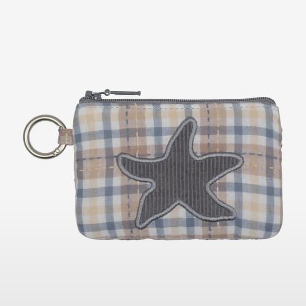 더콜디스트모먼트 스타 피쉬 패치 체크 파우치 카드 지갑