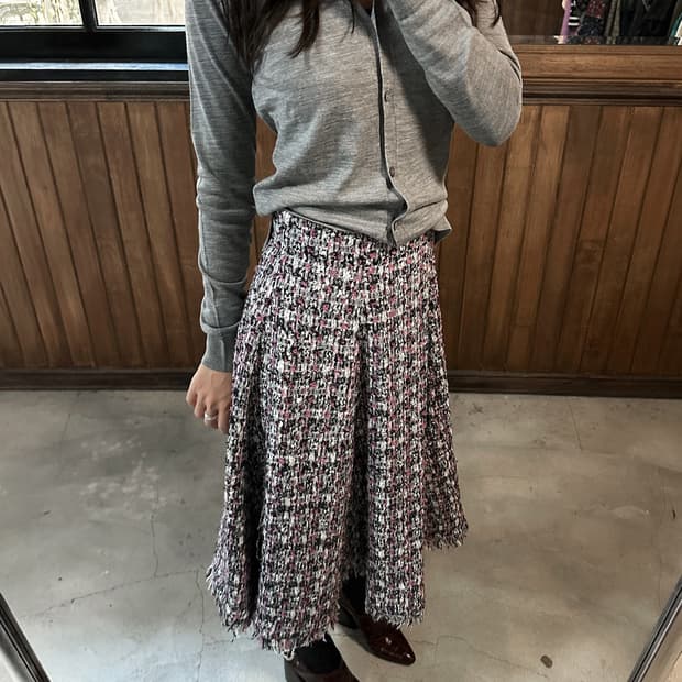 31 SONS DE MODE tweed fringe flare skirt