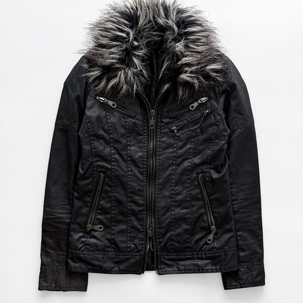 Fuga Waxed Double-Zip Fur Rider Jacket