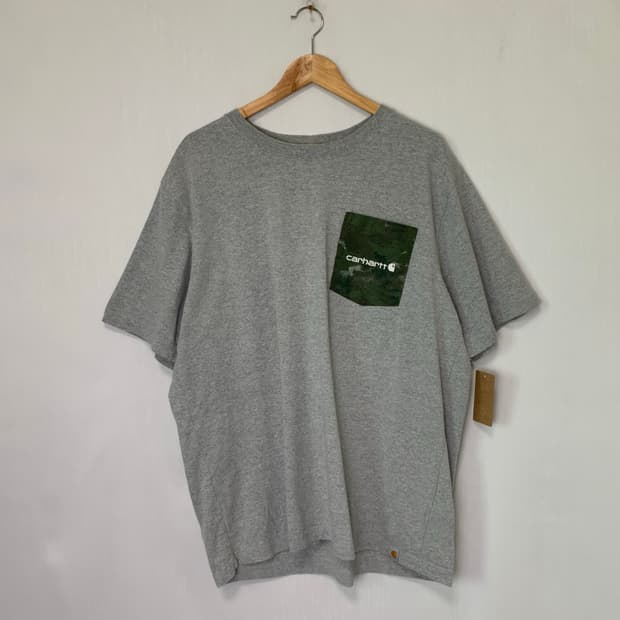 칼하트 반팔 카모 포켓 티셔츠 그레이 빈티지 남성 XL