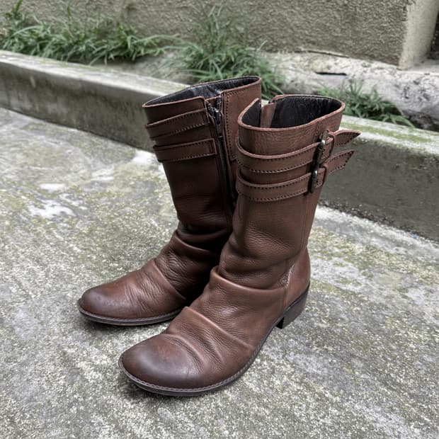 JPN 레더 링클 부츠