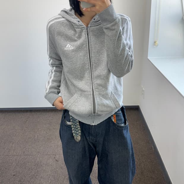 Adidas 아디다스 삼각로고 트랙탑 그레이 후드집업