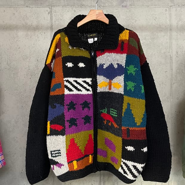 80s VINTAGE KNIT ZIP-UP