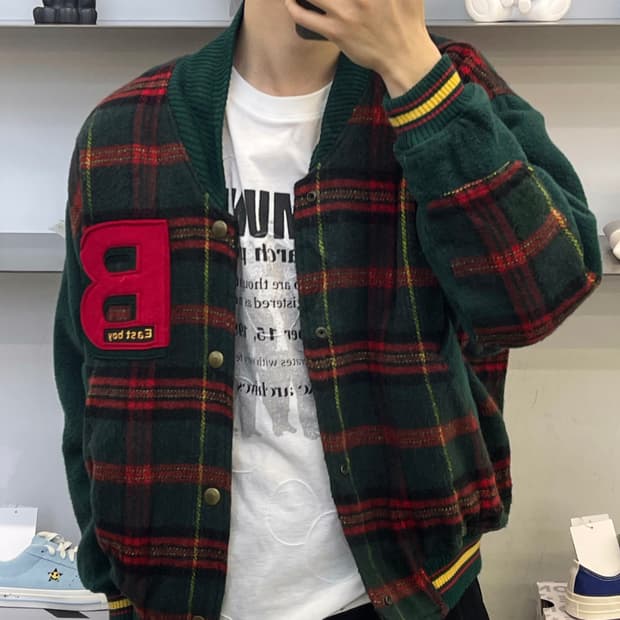 East Boy 90s 타탄 체크 블루종 