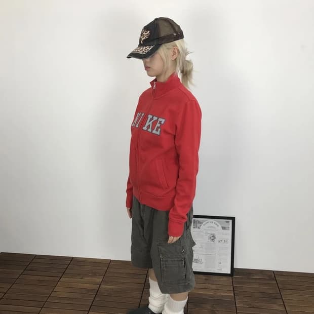 Nike Spellout Red Zip-up Sweatshirt