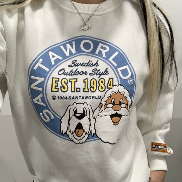 (빈티지)80~90's 산타월드 아트웍 스웻셔츠