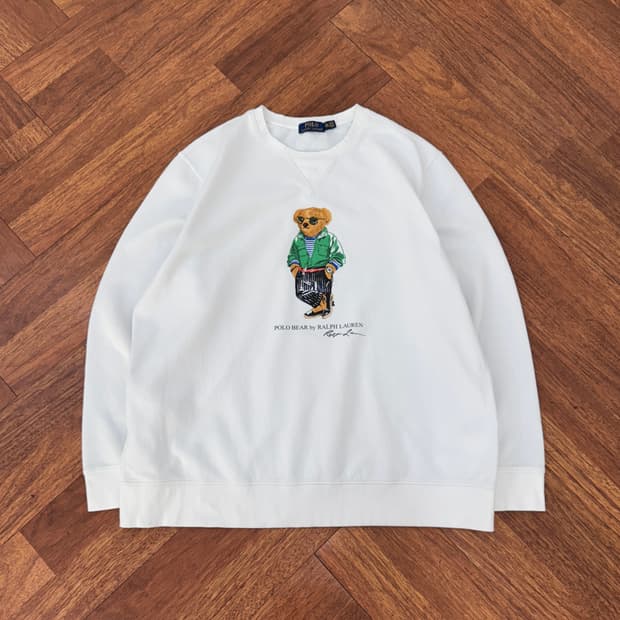 2XL 폴로 랄프로렌 폴로베어 화이트 맨투맨 티셔츠 