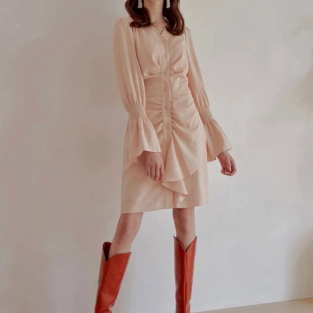 쥴리앤칼라 셔링 블랙 원피스 S