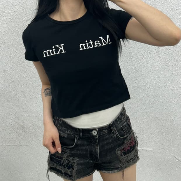 마뗑킴 빅로고 블랙 크롭티