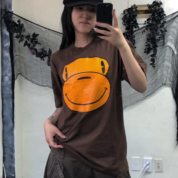 베이프 베이비 마일로 브라운 반팔 탑