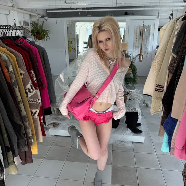 pink patchwork leather messenger bag