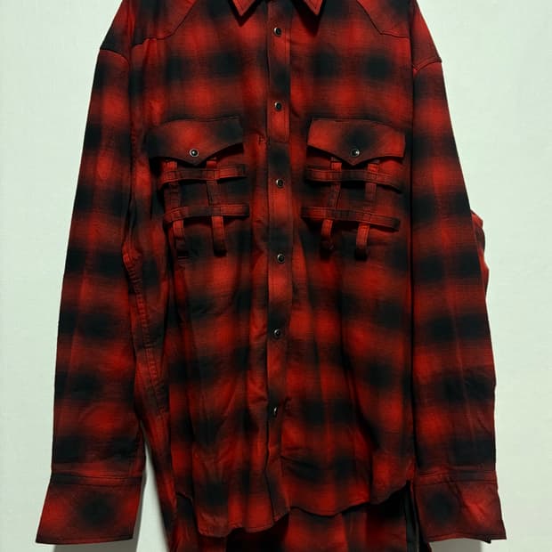 [46] 솔로이스트 오버사이즈 백지퍼 웨스턴 셔츠 레드