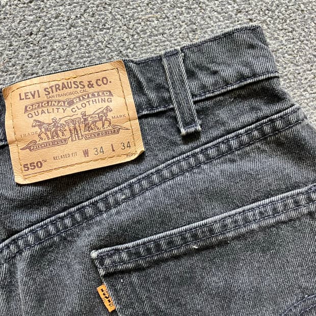 343 90s usa 리바이스 550 흑청 블랙 오렌지탭