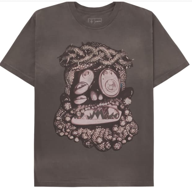 트래비스 스캇 캑터스 잭 무라카미 타카시 반팔 티셔츠 브라운