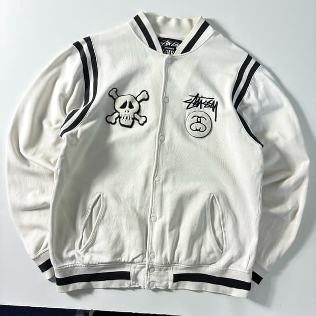Stussy 스투시 90,s 기어 스컬패치 바시티 자켓