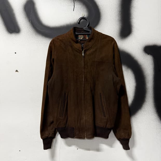 VTG 빈티지 양가죽 스웨이드 딥 브라운 봄버 자켓