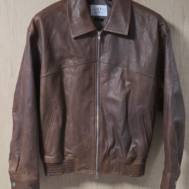 (착샷) 로파이 오버핏 스모킹 블루종 램 레더 자켓