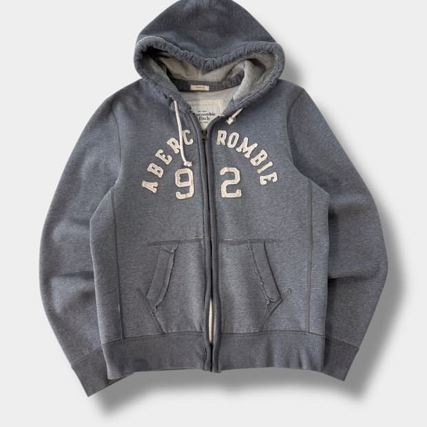 아베크롬비 루즈핏 00‘s 해비웨이트 그레이 스웻 후드집업