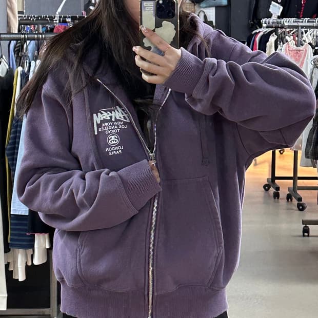 스투시 (Stüssy)월드투어 로고 집업 후드 (퍼플)