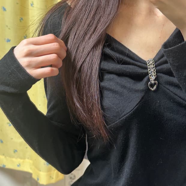 빈티지 하트 보석 긴팔 티셔츠 오네갸루 로걀 베메클깔 히메갸루 긱시크