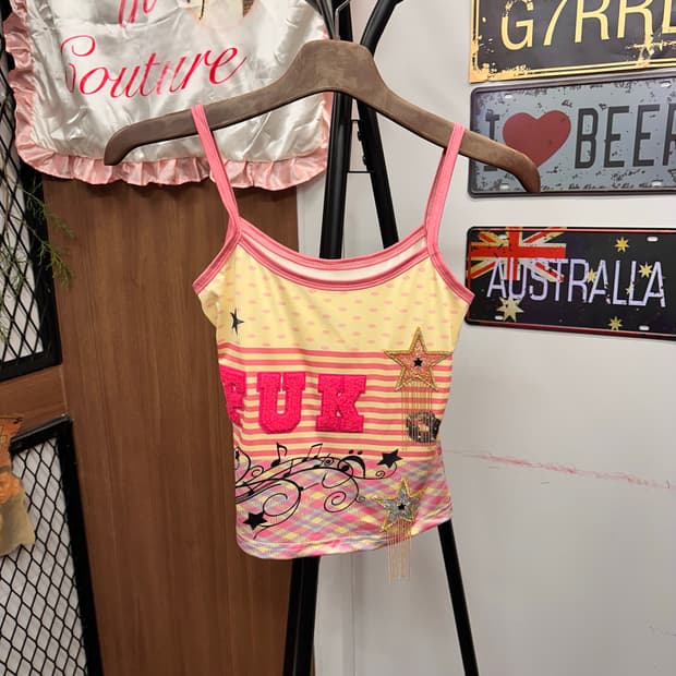 Pink Polka Dot Reprint Sleeveless Top 