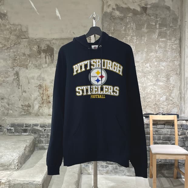 NFL 블랙 피츠버그 스틸러 풋볼 코튼 후디
