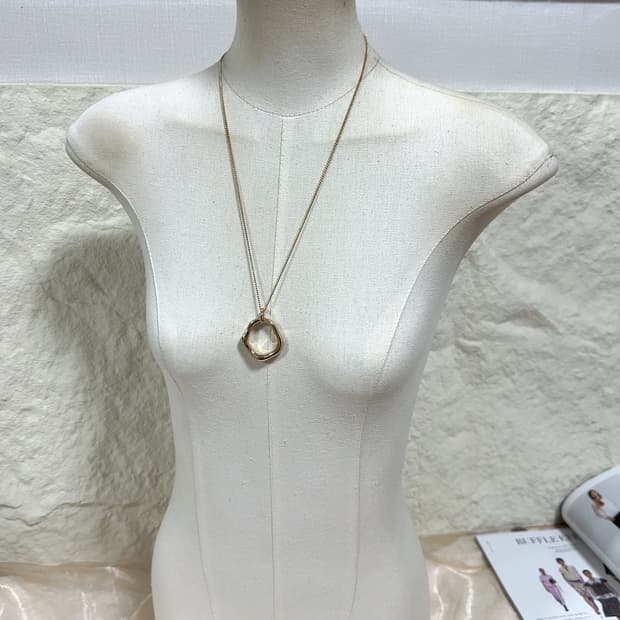 빈티지 메탈 기하 쿠바체인 목걸이