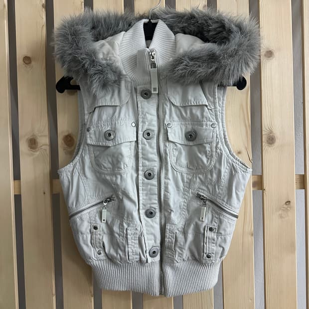 (S) 빈티지 퍼 조끼 자켓