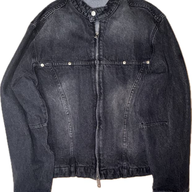 데님 바이커 자켓 블랙 남녀공용