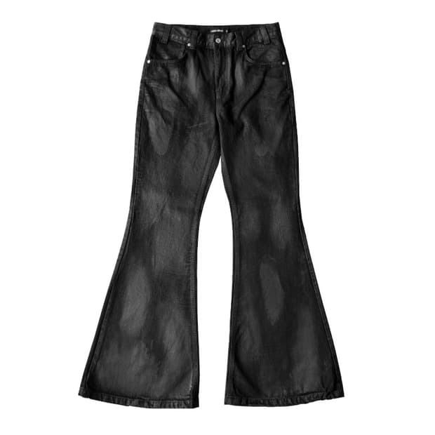 IFEELLUCKY Bootcut Pants Black Coated
