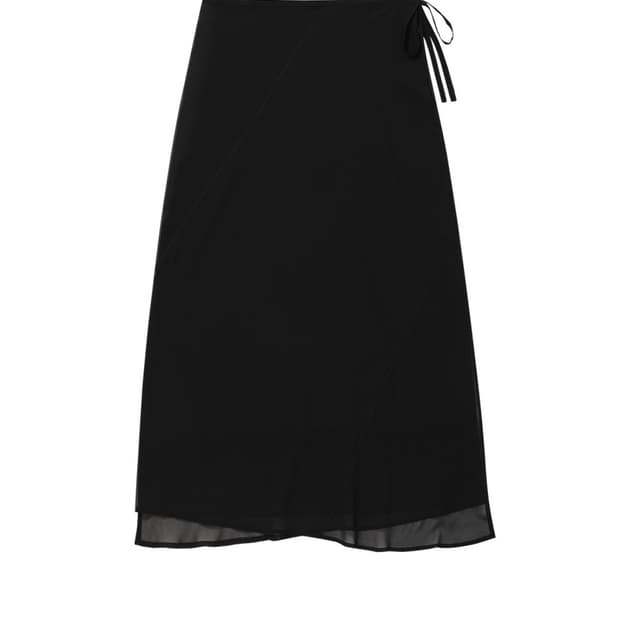 우알롱 시스루 롱스커트 