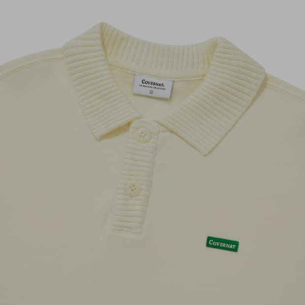 S ) 커버낫 니트 카라 맨투맨 크림색