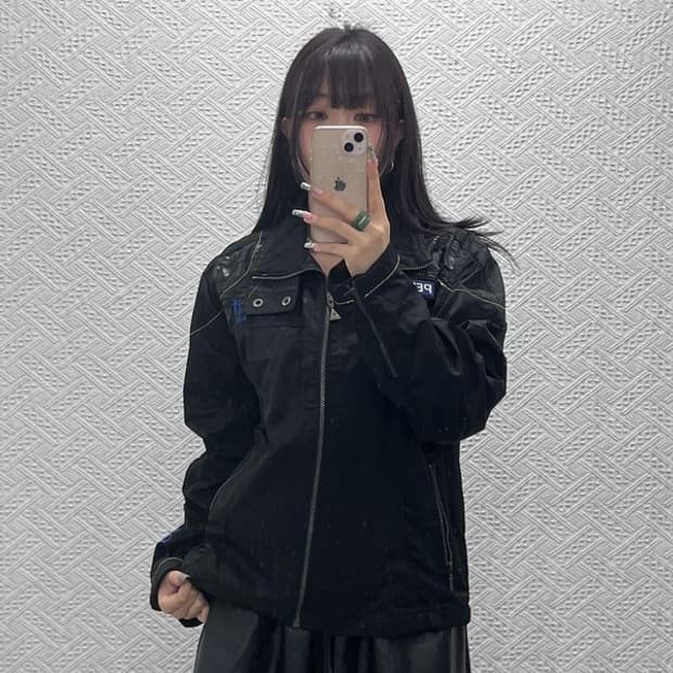 르꼬끄 빈티지 펑크 푸조 모터레이싱 바람막이 자켓 L C12816