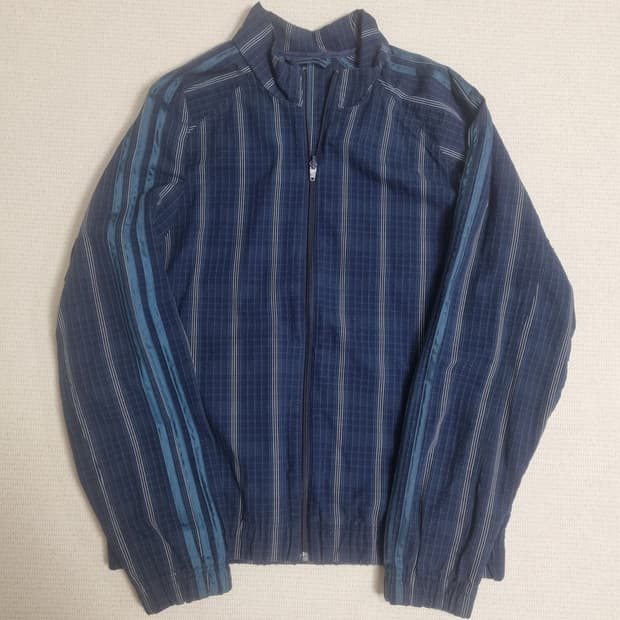 아디다스 네이비 체크 3선 트랙 자켓 L사이즈