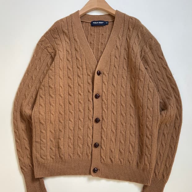 Polo 폴로 랄프로렌 골프 울블렌드 베이지 케이블 브이넥 가디건