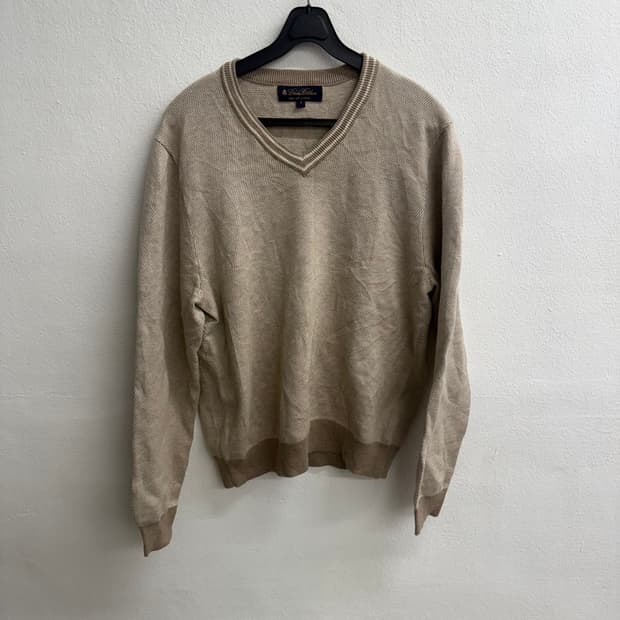 브룩스브라더스 브이넥 브라운 수피마 코튼 니트 S