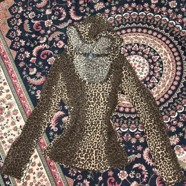 Gyaru leopard hood long sleevele 갸루