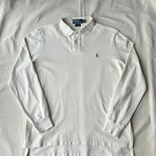 폴로 랄프로렌 크림 긴팔 카라티 커스텀핏 L