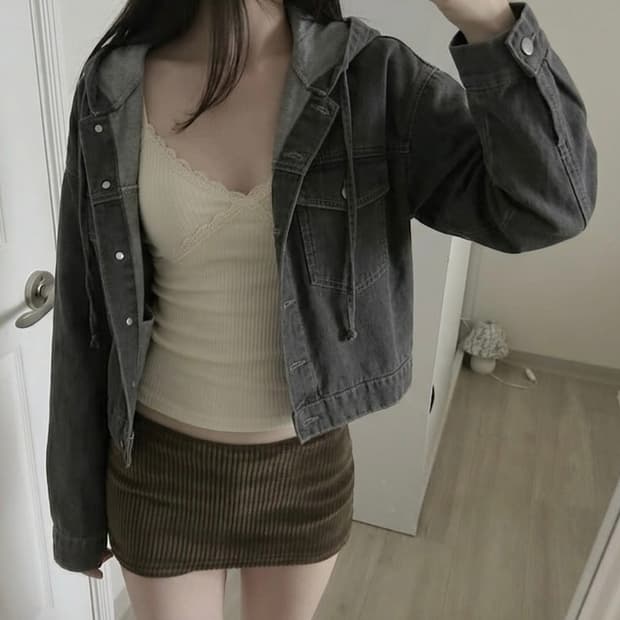 에잇세컨드 후드 데님 자켓