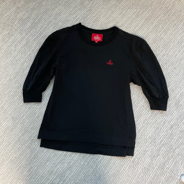 비비안웨스트우드 레드라벨 퍼프 소매 티셔츠-블랙