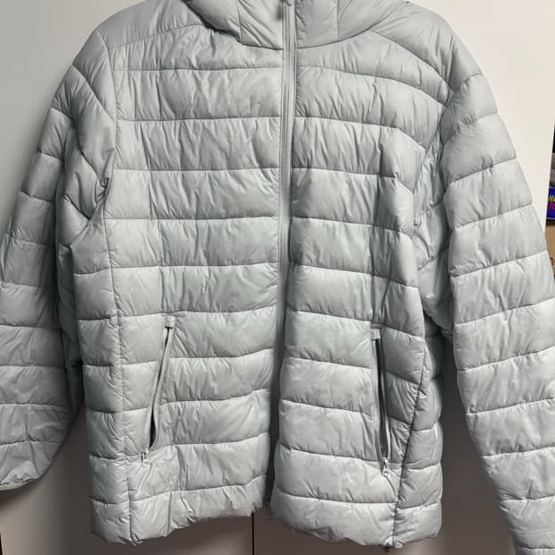 스파오 씬라이트 후드 재킷 경량 패딩 페일블루