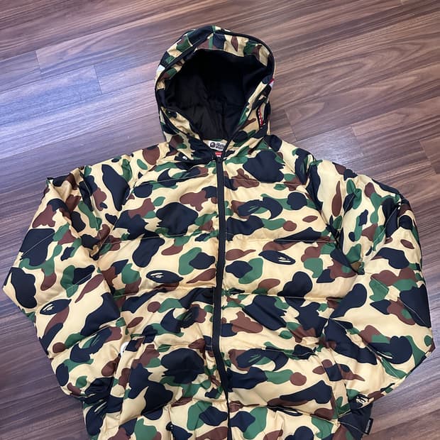 BAPE 카모 샤크 패딩 자켓 XXL