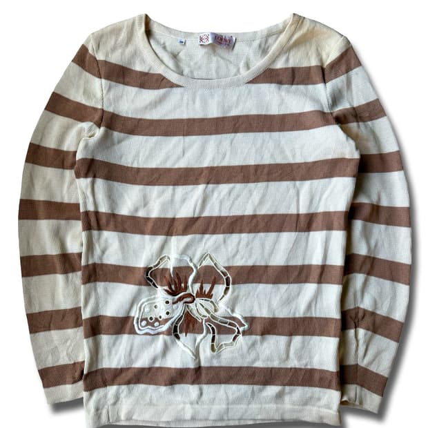 로에베 플라워 자수 스트라이프 니트