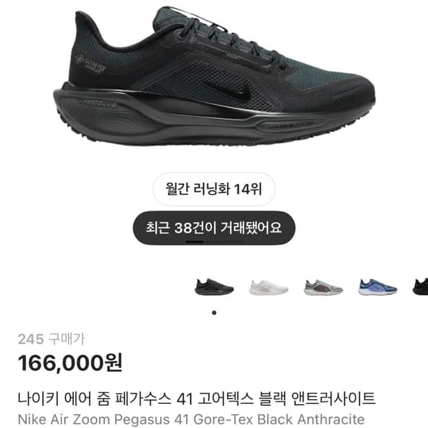 [새상품] 나이키 페가수스41 고어텍스 245