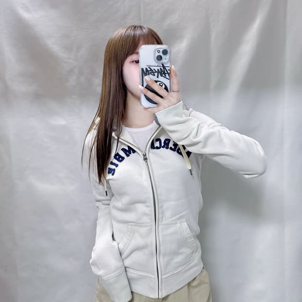 아베크롬비 화이트 딱붙핏 후드집업 