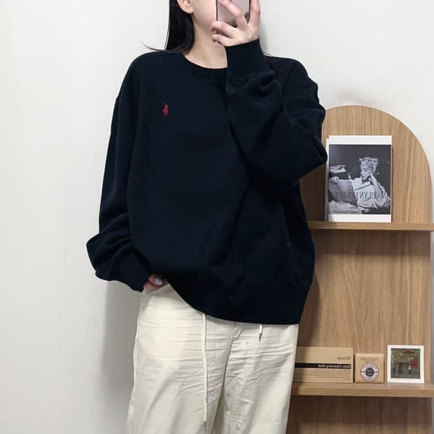 [정품] 폴로 블랙 / 레드포니 기모 맨투맨 [ XL ]