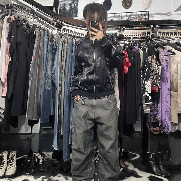 마사유 블랙 리버시블 스카잔